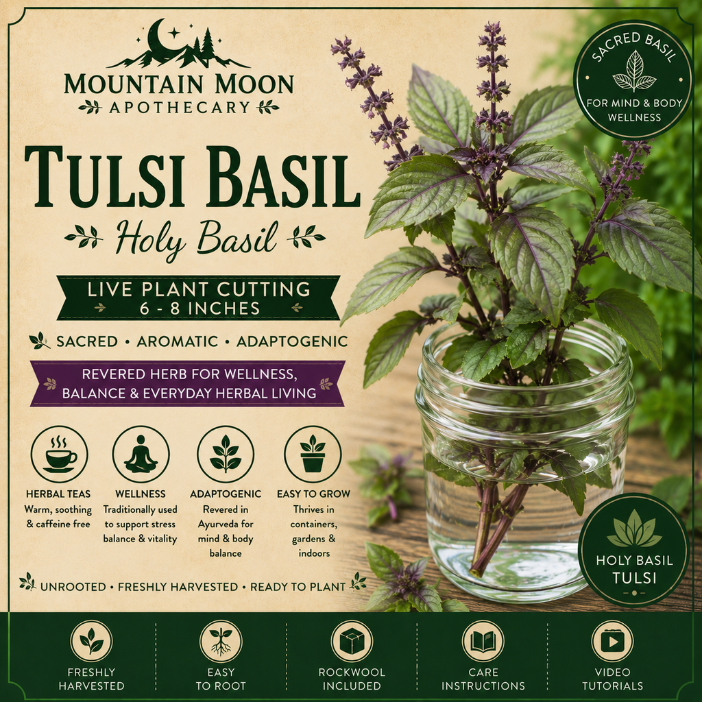 Tulsi Basil Cutting (Ocimum tenuiflorum) - Live Herb Plant Starter