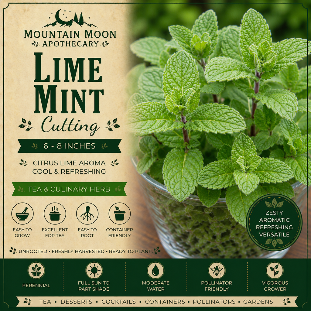 Lime Mint Cutting (Mentha × piperita f. citrata 'Lime') - Live Herb Plant Starter